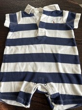 Baby Ralph Lauren Blue Short Sleeve Striped Polo Romper Size 6M