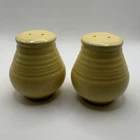 VTG Yellow Bauer Style Salt & Pepper Shakers Ringware Pottery w/ Stoppers MCM