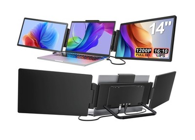 Laptop Screen Extender Monitor Portable, 14'' 1200P Triple Screen Laptop Monit...
