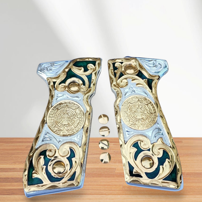 Cachas Calendario Azteca Chapeadas De Oro Premium Beretta 92fs gun