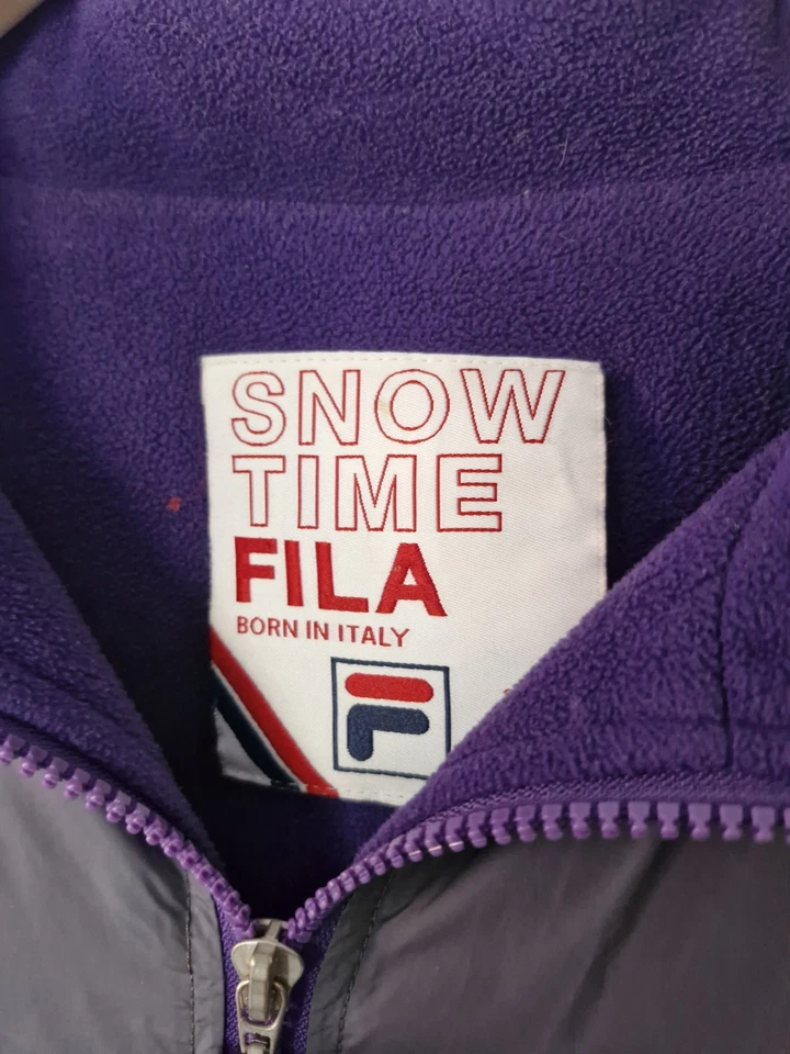 FILA Grey Purple Snow Time Jacket LARGE Retro Ski 80s Casuals 46" - Image 2 of 4