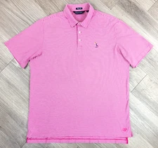 Polo Golf Ralph Lauren Shirt Mens Size XL Pink/White Striped100% Pima Cotton VTG
