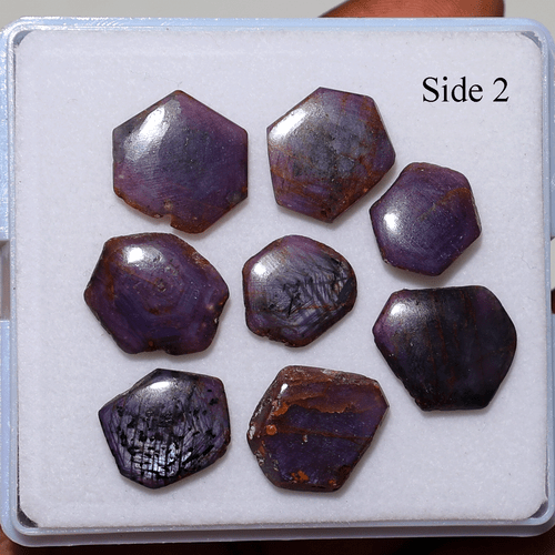Lote de 8 piedras preciosas de zafiro estrella trapiche natural 13 mm-16 mm asterismo estrella hexagonal ~ - Imagen 9 de 11