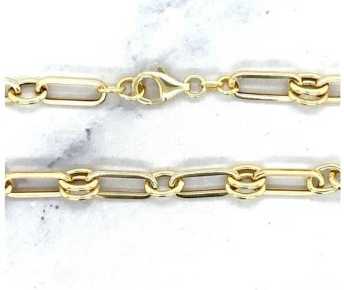 14K Gelbgold Büroklammer Doppelstab Gliederkette Armband 7,5 Zoll 3,4 Gramm 5,6 mm - Bild 1 von 1