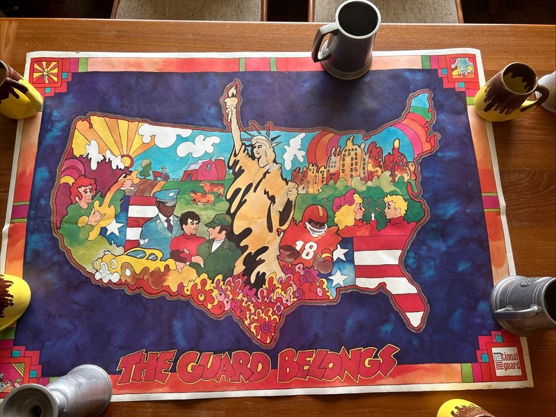 Vintage 1975 National Guard Poster "THE GUARD BELONGS" 26" x 37"