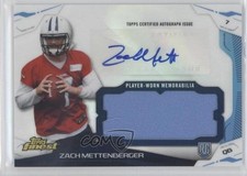 2014 Topps Finest Auto Jumbo Relics Zach Mettenberger #AJR-ZM Auto 0o9
