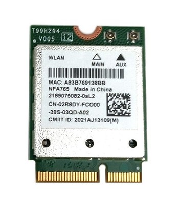 Dell (Qualcomm QCNFA765) WCN6856 Wireless Card with Bluetooth 5.2 - Wi-Fi 2R8DY