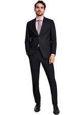 Kenneth Cole Reaction Mens Slim-Fit Mini Check Suit 40 Long Black Pants 33W NWT
