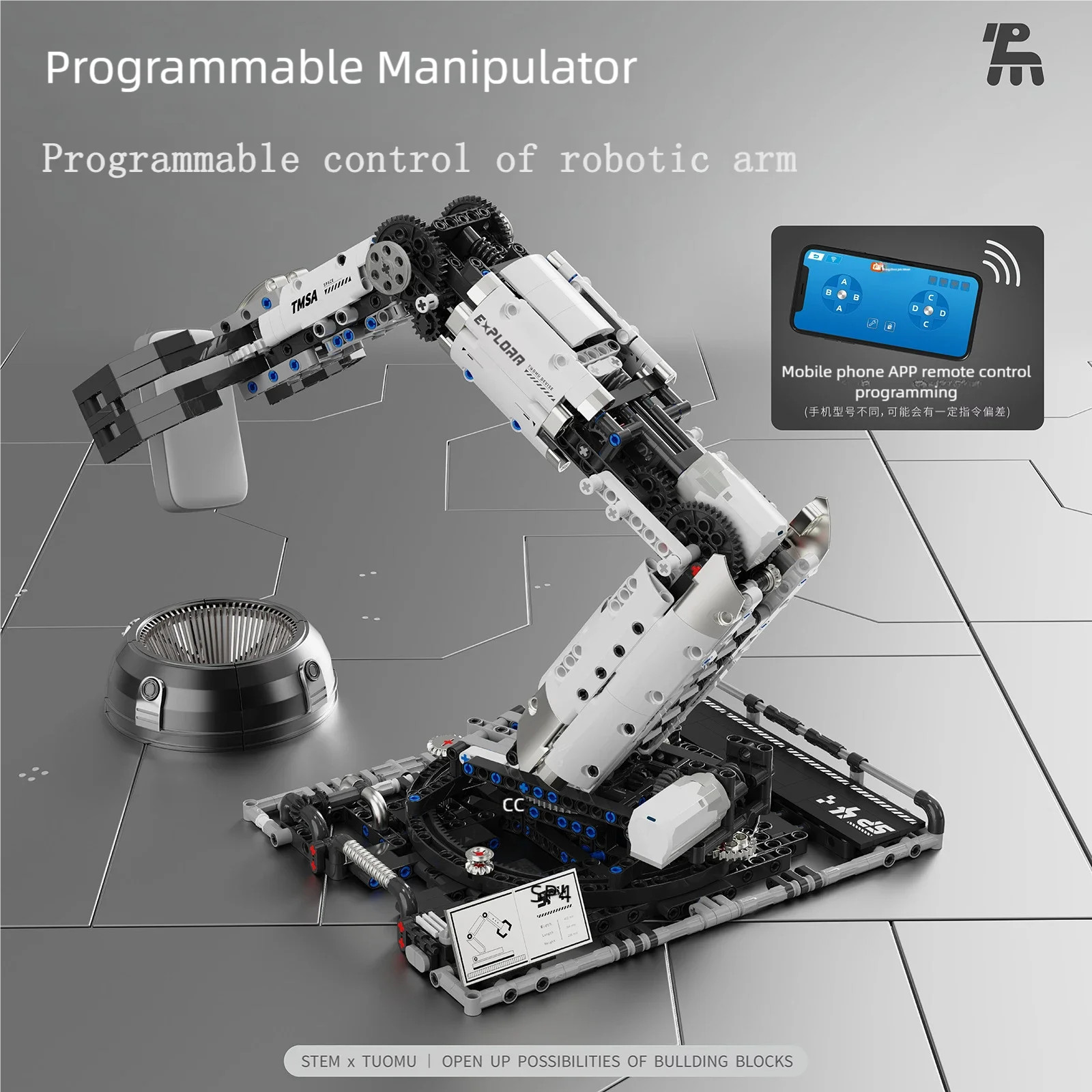 Programmable Multi-Axis Robotic Arm Blocks STEM Learning Toy with Remote Control