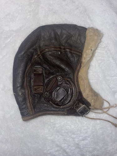 WWII World War 2 Aviator Leather Flight Helmet Size 7 1/4