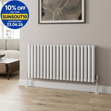 Designer Radiator Horizontal White Oval Column Rads Double Panel 600x1200mm