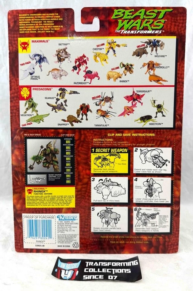 Transformers Beast Wars 1995 Deluxe Rhinox MOSC - Image 2 of 2