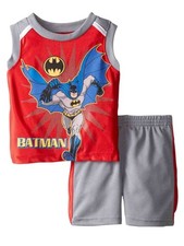 DC Comics Infant Boys 2 Piece Sleeveless Batman Shirt  Mesh Shorts Set 24m