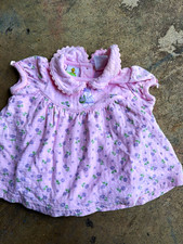 Vintage Sesame Street Big Bird Pink Floral Collared Fit Flare Dress 0-3M