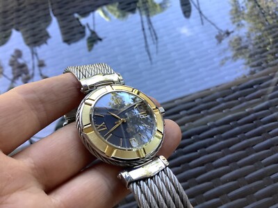 Philippe CHARRIOT swiss made ２針 ゴールド&ブルー PHILIPPE CHARRIOL 38MM 2/TONE 6 ROW CABLE WATCH WITH BLUE DIAL | eBay
