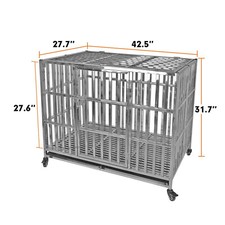 42 inch Heavy Duty Dog Kennel Pet Stainless Steel Crate Cage Stackable