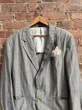 Vintage Missoni Uomo Men  s Jacket, Sz 46, Gray Stripe Cotton/Silk, Italy 80  s