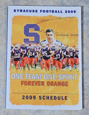 2009 SYRACUSE ORANGE NCAA Football Pocket Schedule