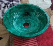 Malachite Stone Wash Basin Sink, Round Wash Basin Sink, Interior Bathroom Decor