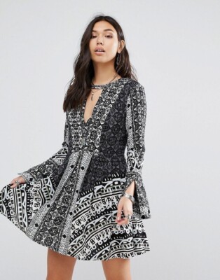 black and white free people dress Free People Juno Mini Dress main image 0
