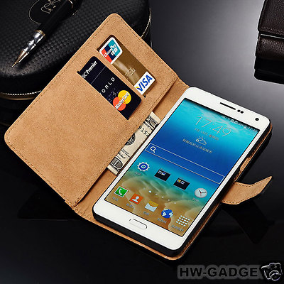 Genuine Real Leather Wallet Flip Stand Case Cover for Samsung Galaxy A3  (2017)