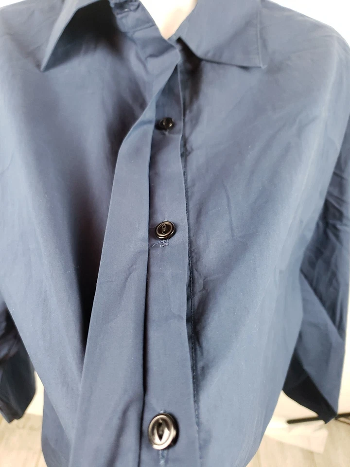 Mujer OSKA Kansa Denim PT Camisa Abotonada Talla M Azul Marino Algodón Top Foto 3 de 4