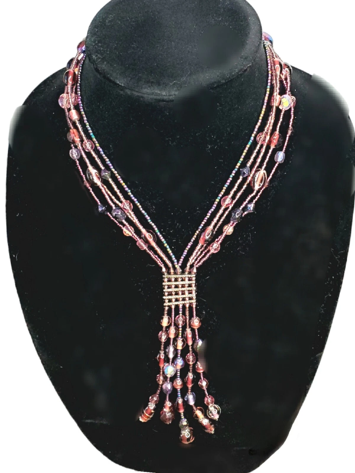 VETEMENTS Collana Y Perline Multicolore Rosa Gioielli Moda BoHo Nappa Quadrata