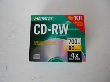 Memorex CD-RW 10-Pack Rewritable Discs in Cases 700MB 80min 4X Sealed