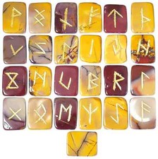 Mookaite Jaspe Rune Stones Elder Futhark Gravé Runique Alphabet Lettrage 25Pc