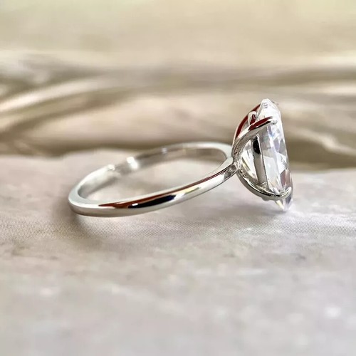 3.80 Ct Certified Pear Cut White Diamond 14K White Gold Engagement Ring - Bild 4 von 8
