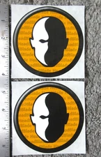 VTG 4" UNKOWN LOGO BRAND FACE WINDOW STICKER LOT x2