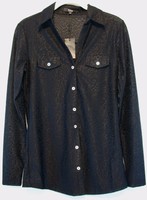 S Line Shirt Button Down Black Burnout L/s Size S S Line Shirt Button Down Black Burnout L/s Size S