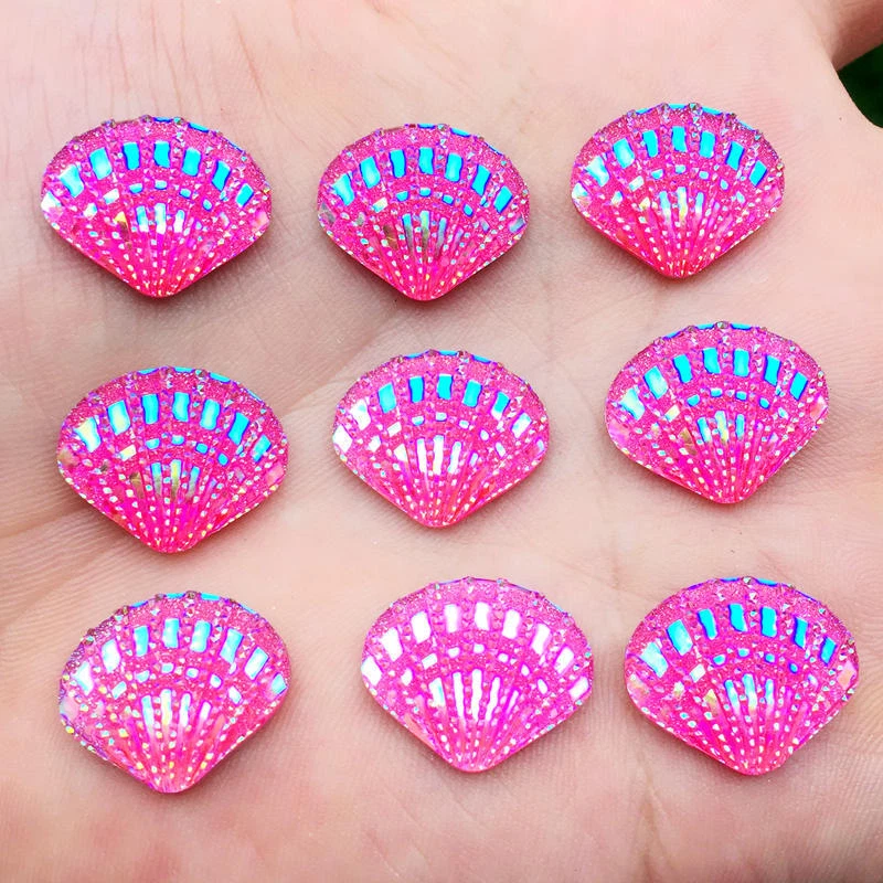 Preciosos diamantes de imitación de resina con forma de caparazón cristales de espalda plana piedras de imitación hágalo usted mismo Foto 4 de 4