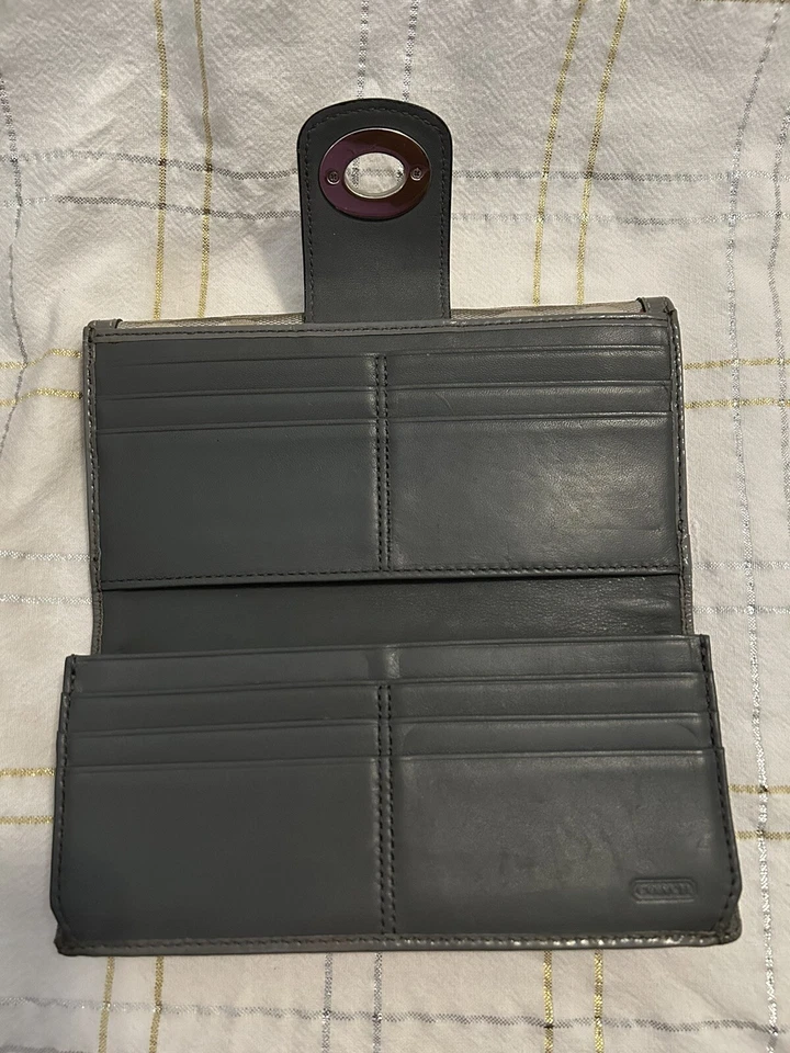 ТРЕНЕР 43609 серый/серебро замок подпись тонкий конверт клапан бумажник сумочки - Изображение 3 из 4