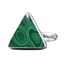 Green Malachite Trillion Shape Ring 925 Sterling Silver Unique Ring Stylish Ring
