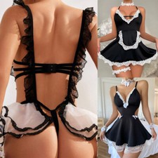 Sexy Adult Lingerie Women Schoolgirl French Maid Fancy Uniform Costume Role-Play