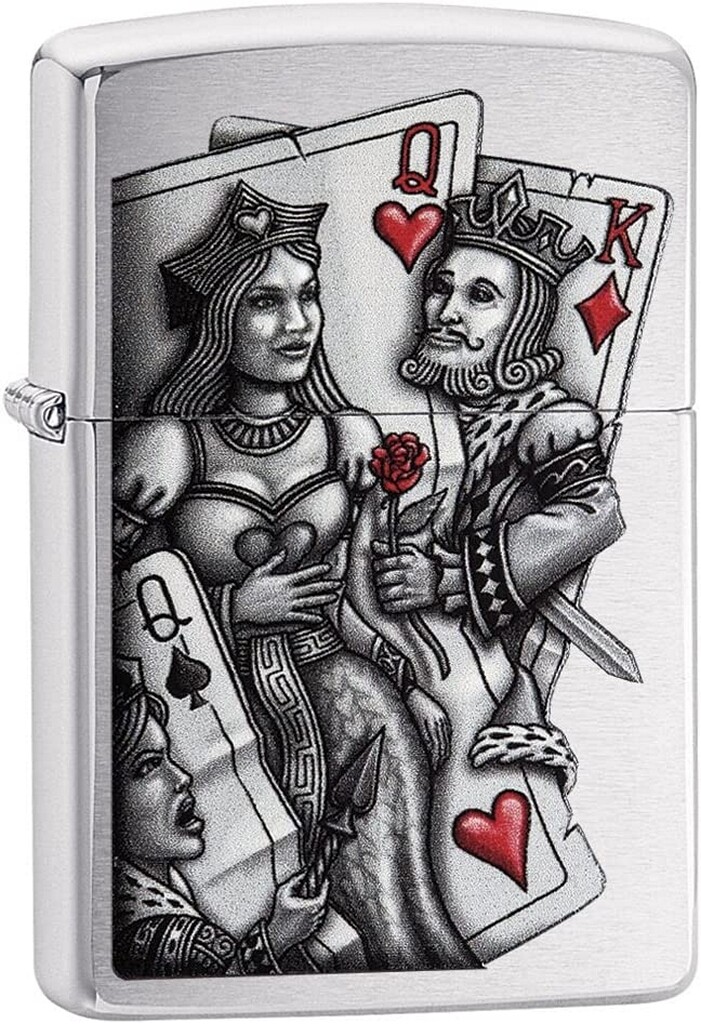 Zippo 02620 King and Queen Brushed Chrome Poker WindProof Lighter