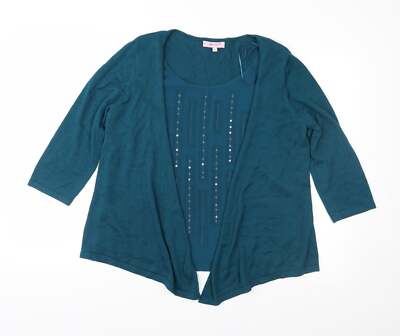 Per Una Damen grün U-Ausschnitt Acrylmischung Pullover Größe 14