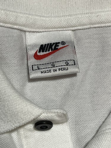Nike Vintage 90's White Short Sleeve Polo Shirt White Tag Emb. Swoosh Size L - Picture 2 of 3