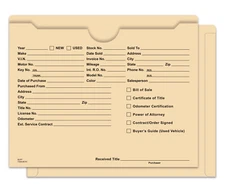 PRINTED DEAL JACKETS ULTRA HEAVY DUTY VEHICLE CAR DEALER ENVELOPES 100 PACK