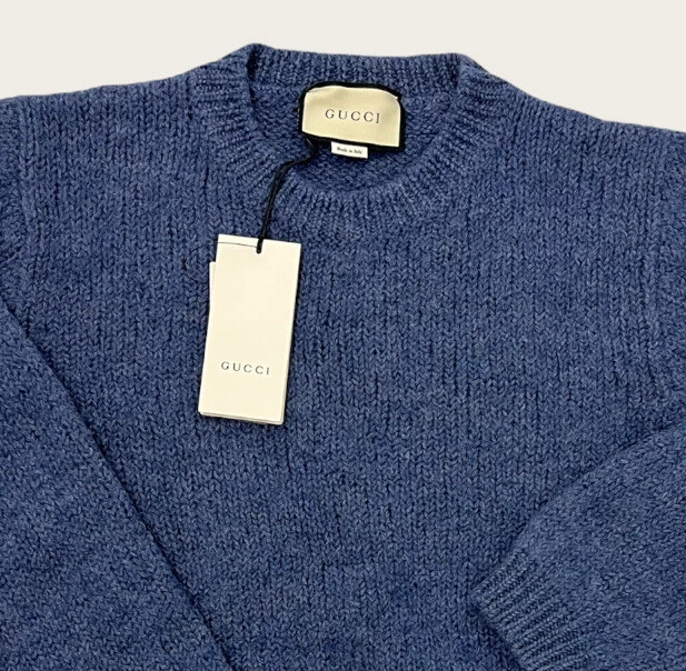 Gucci Blue Wool Crewneck sweater Size XL Made in Italy - Image 2 of 4