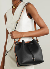 New   See By Chloé Marcie Two-tone Textured-leather Bucket Bag Black