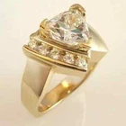 2Ct Trillion Cut Lab-Created Men's Halo Engagement Ring 14k Yellow Gold Plated