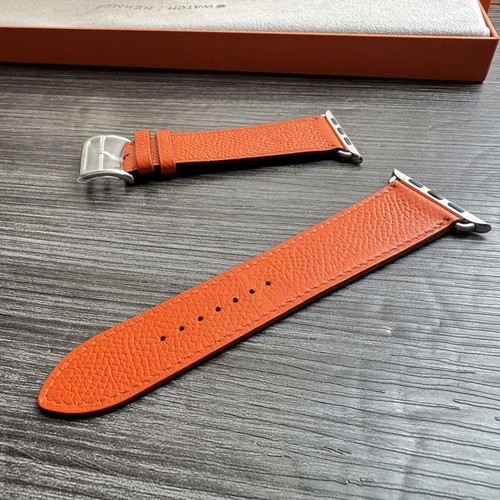 Hermes Orange Leather Band for Apple Watch 2835 Near Compatible Models - Picture 6 of 6