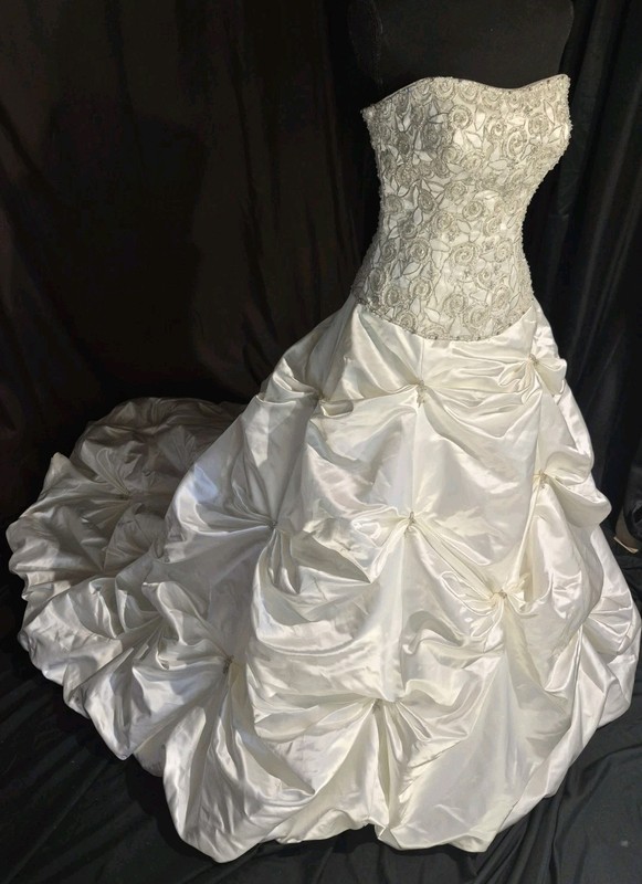Allure Ivory Satin Wedding Gown Strapless Sz 10 Give Me Some Tlc