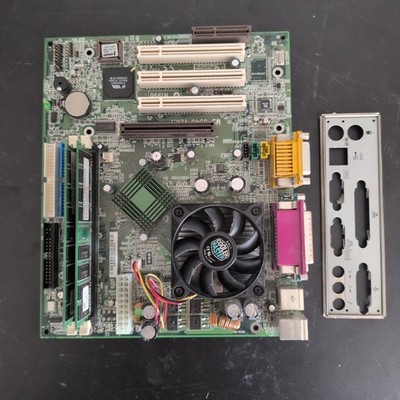 AMD Athlon 1ghz CPU 128mb RAM Vintage MicroATX Mainboard Bundle **Bad Caps**