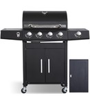 4 Burner Propane Gas Grill & Griddle Combo with Side Burner, Cast Iron Grates