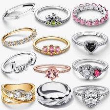 Solid 925 silver Sparkling Gold Love Heart Princess Fashion Pear shaped Disney C