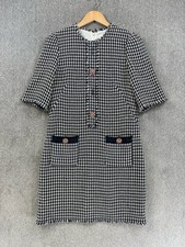 LK Bennett Dress Womens UK Size 12 Navy White Houndstooth Boucle  Beau Short