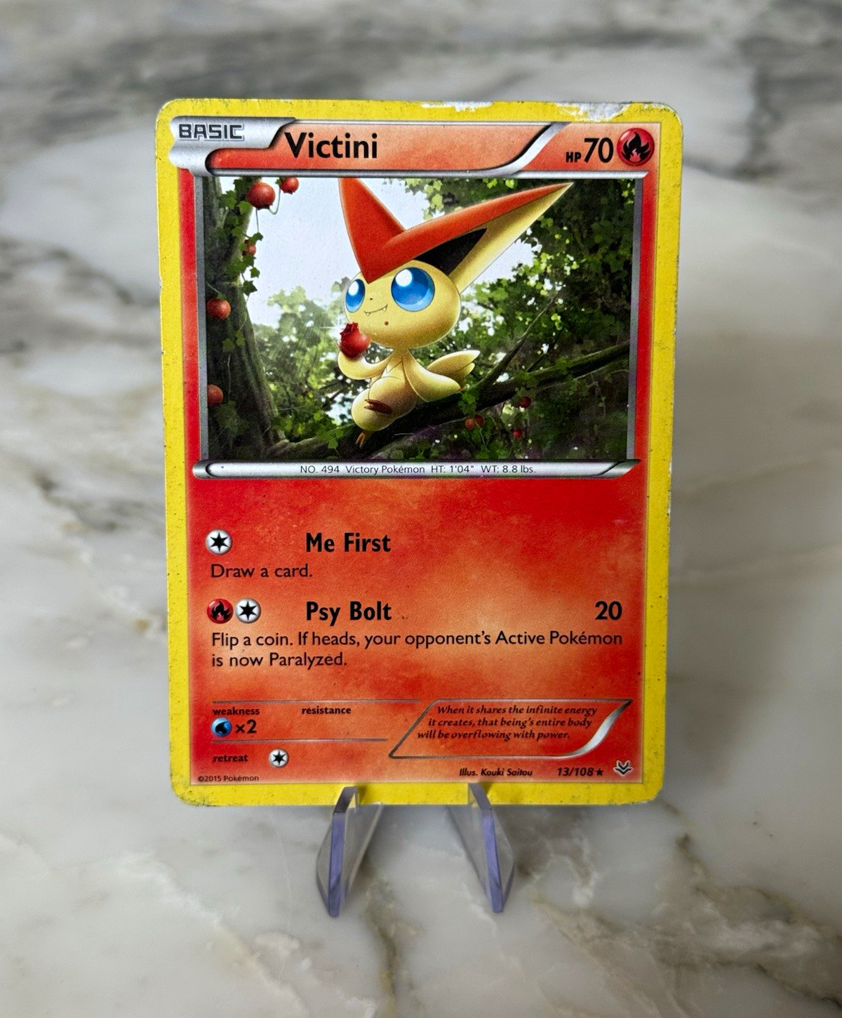 Pokemon - Victini 13/108 - Roaring Skies - Rare - HP - Heavily Played 